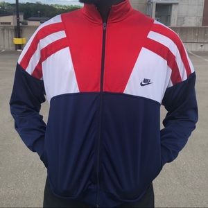 Nike gray tag red white and blue nike jacket